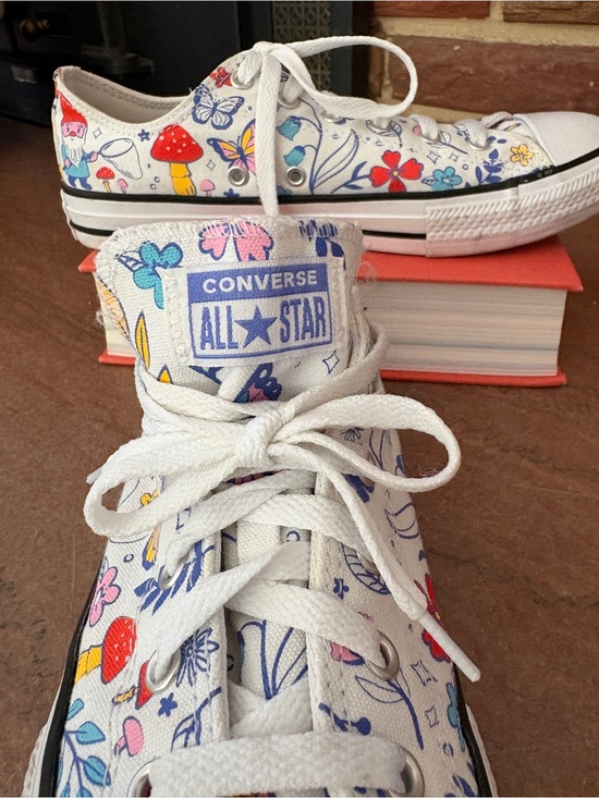 Converse Shoes - Converse Women White Floral Print Low Top Sneakers with Red, Blue Garden Accents